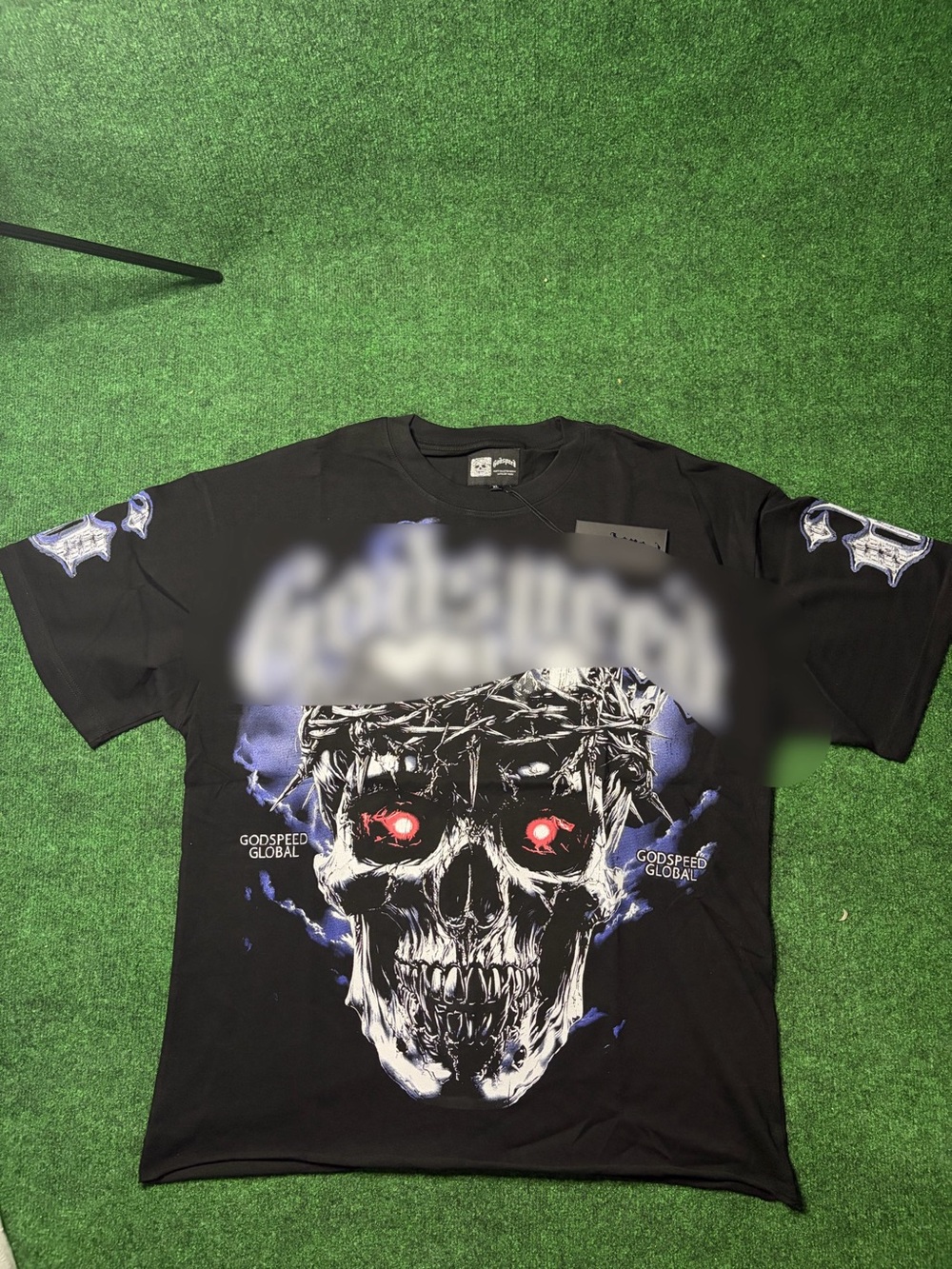 Men's Black Graphic Skull Tee with Red Eye Details